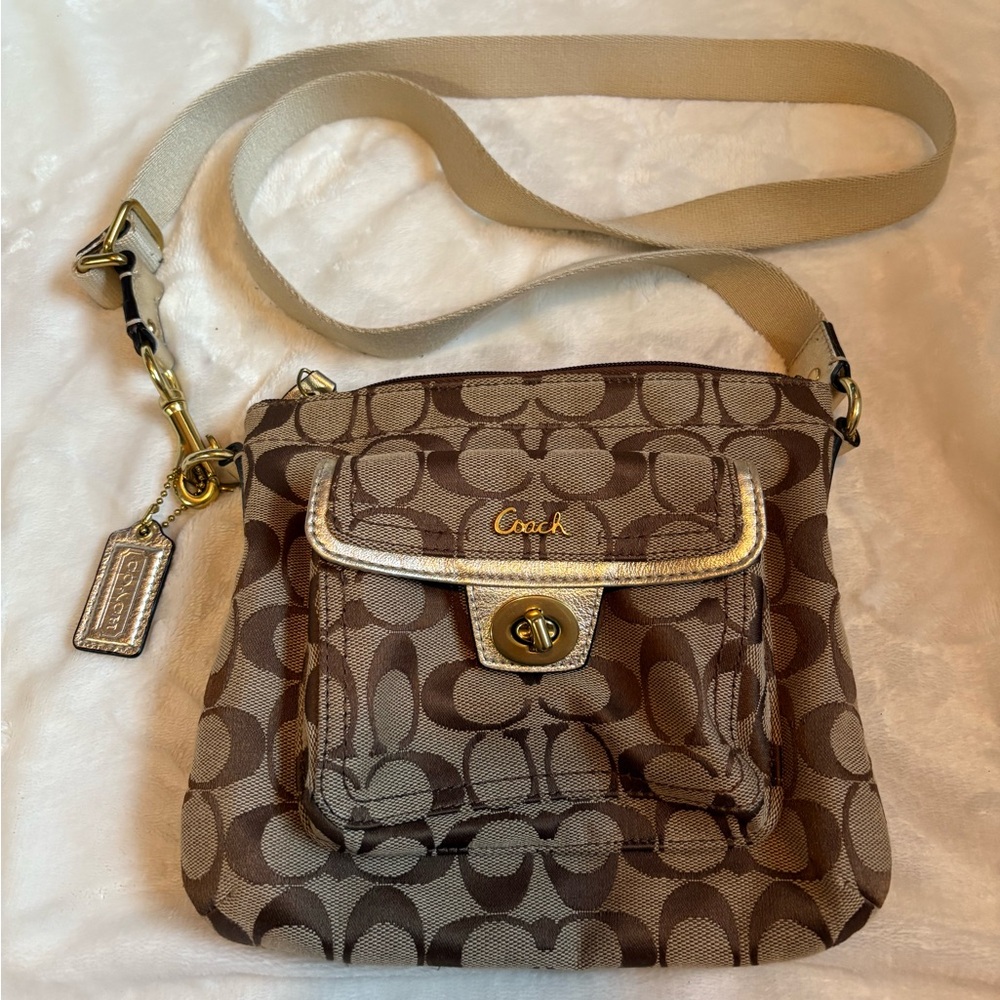 COACH Penelope Turnlock 90’s Vintage Y2K Brown/Tan Crossbody